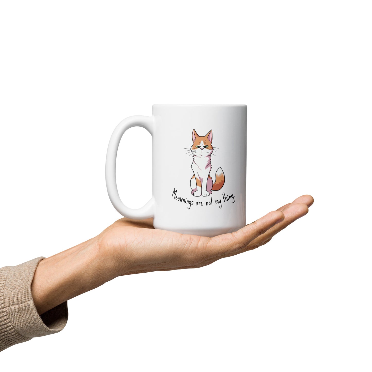 Ginger - Meownings are not my thing White glossy mug