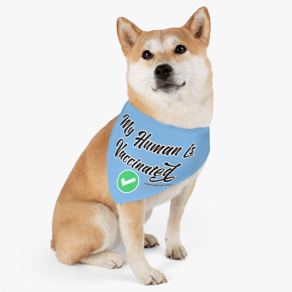 Pet Bandana Collar: My Human is Vaccinated (Blue)