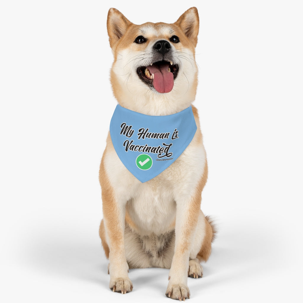 Pet Bandana Collar: My Human is Vaccinated (Blue)