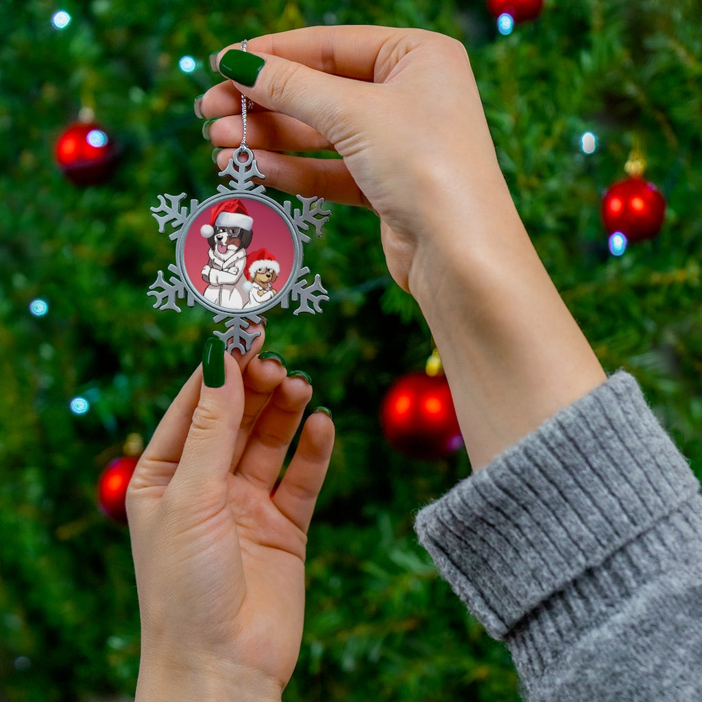 Pewter Snowflake Ornament: Buns and Beaks!