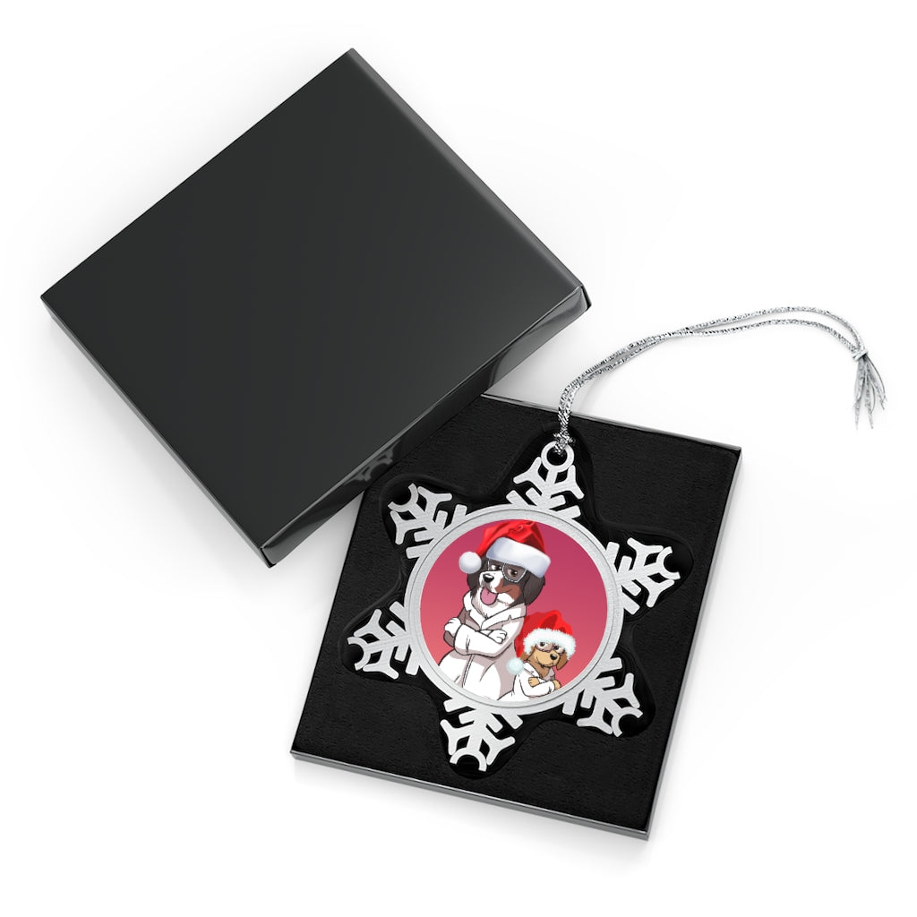 Pewter Snowflake Ornament: Buns and Beaks!
