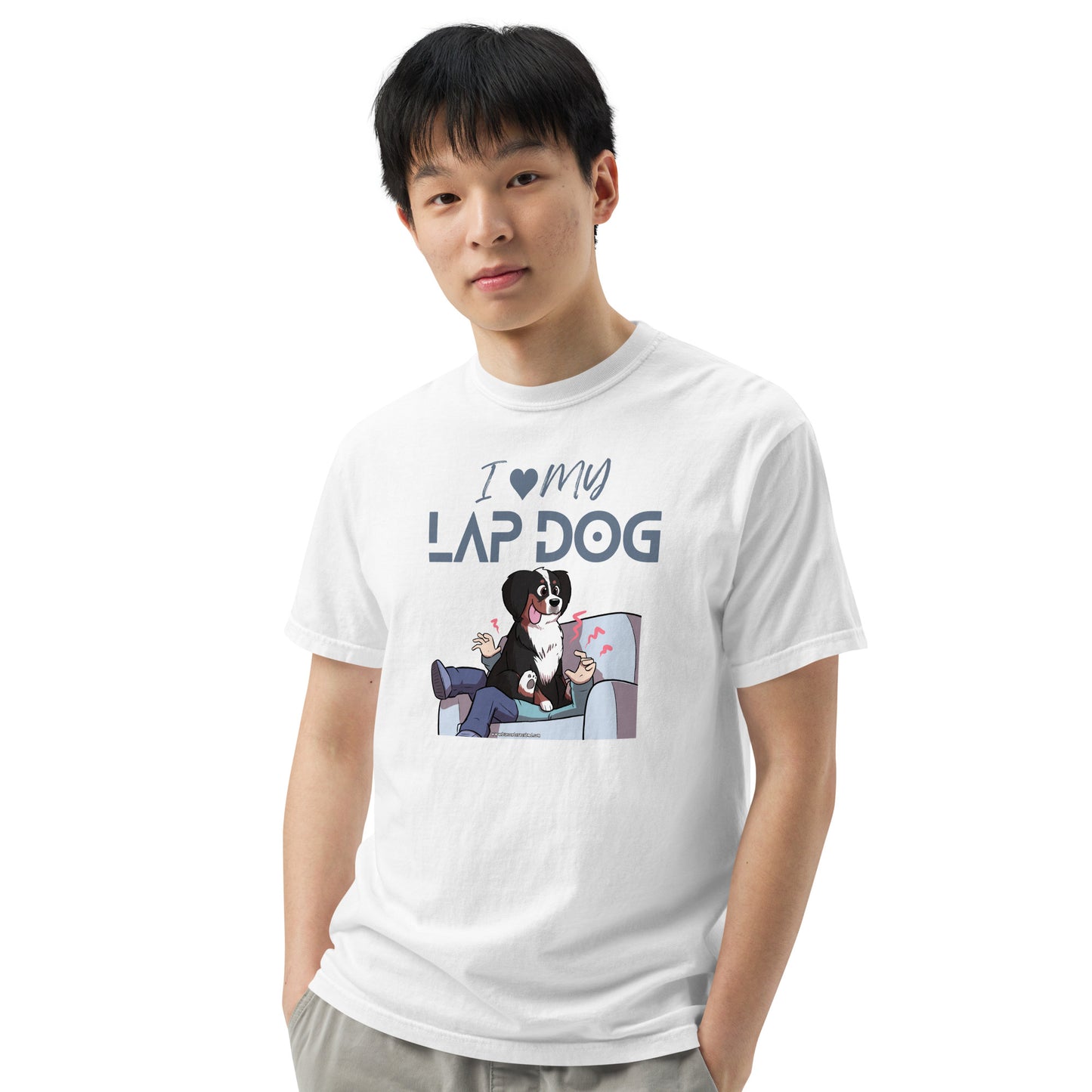 Men’s garment-dyed heavyweight t-shirt: I LOVE MY LAPDOG