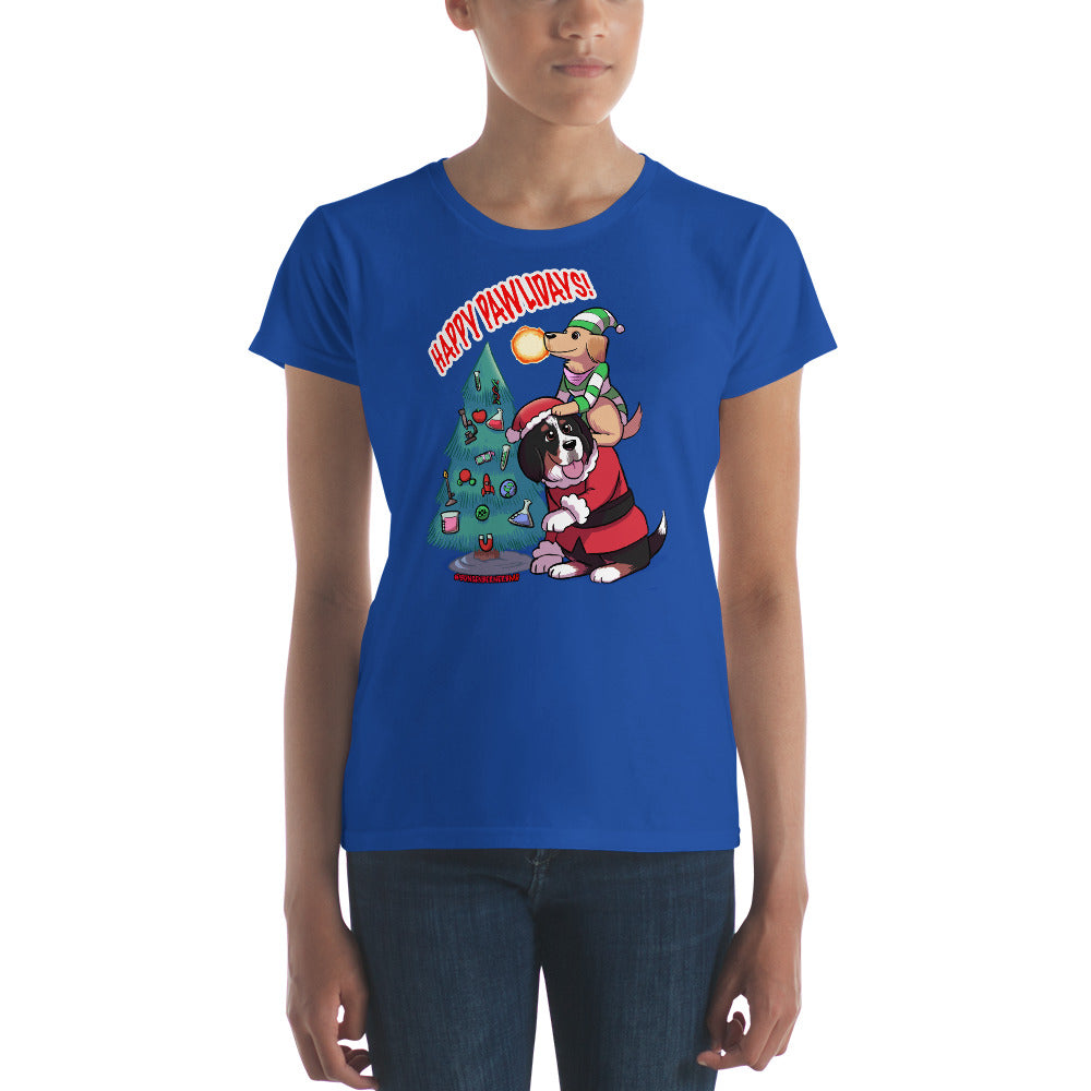 Women's short sleeve t-shirt- Happy Pawlidays!