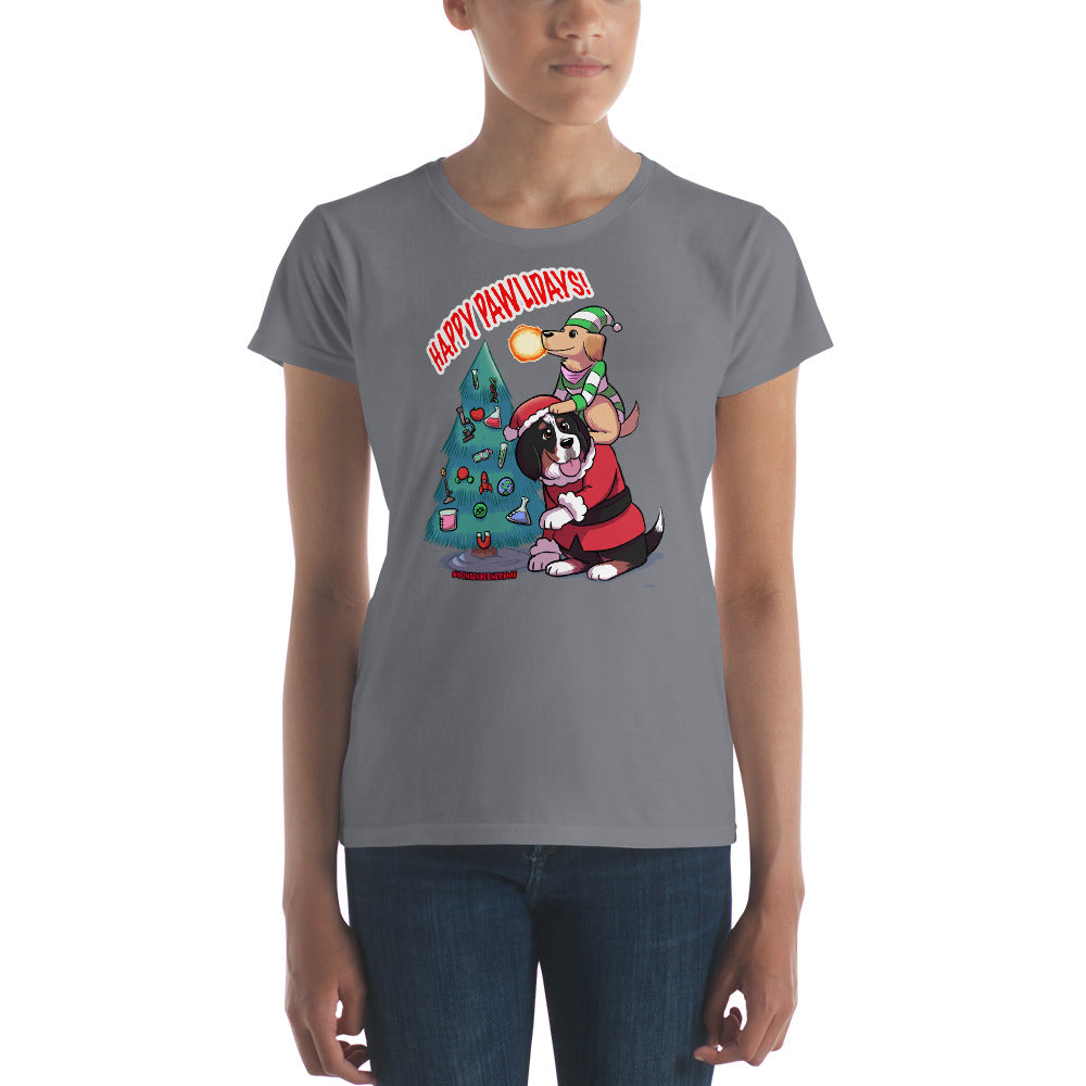 Women's short sleeve t-shirt- Happy Pawlidays!