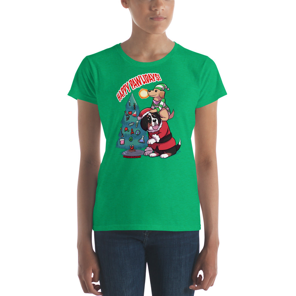 Women's short sleeve t-shirt- Happy Pawlidays!