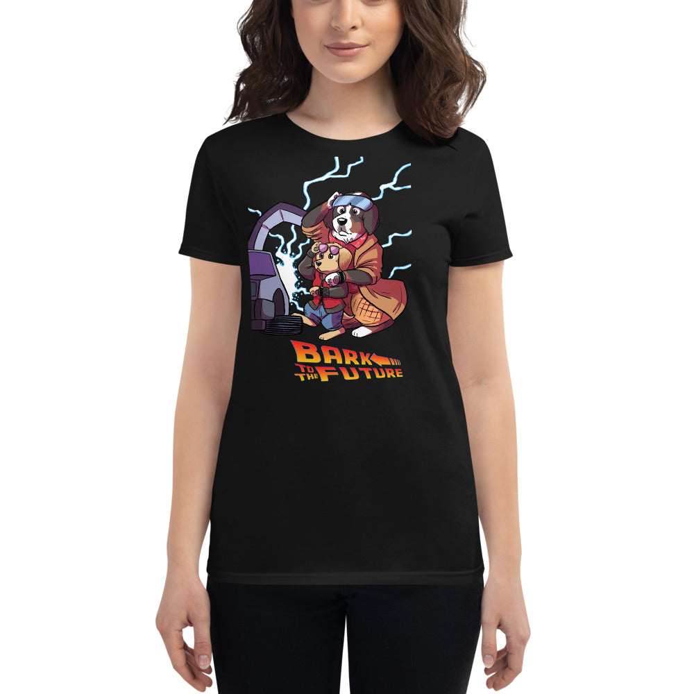 Women's short sleeve t-shirt- Bark to the Future