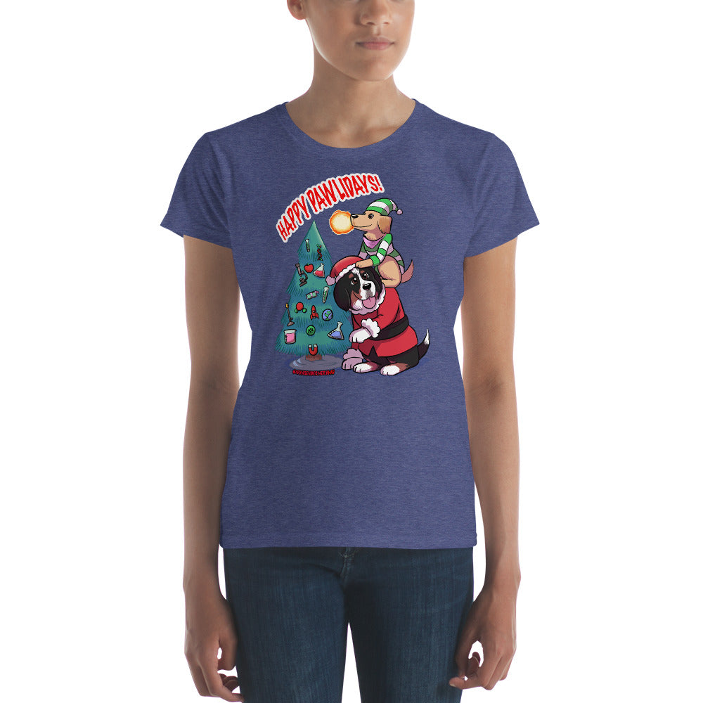 Women's short sleeve t-shirt- Happy Pawlidays!