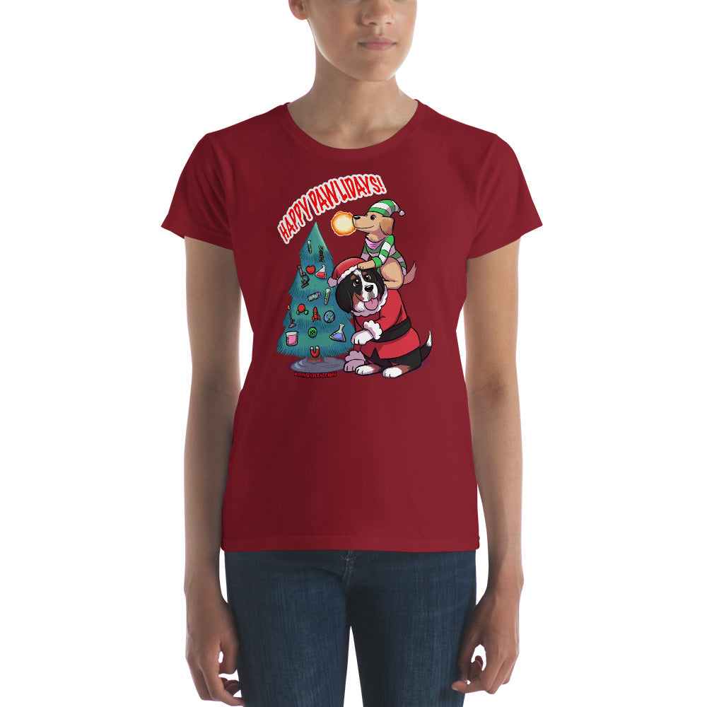 Women's short sleeve t-shirt- Happy Pawlidays!