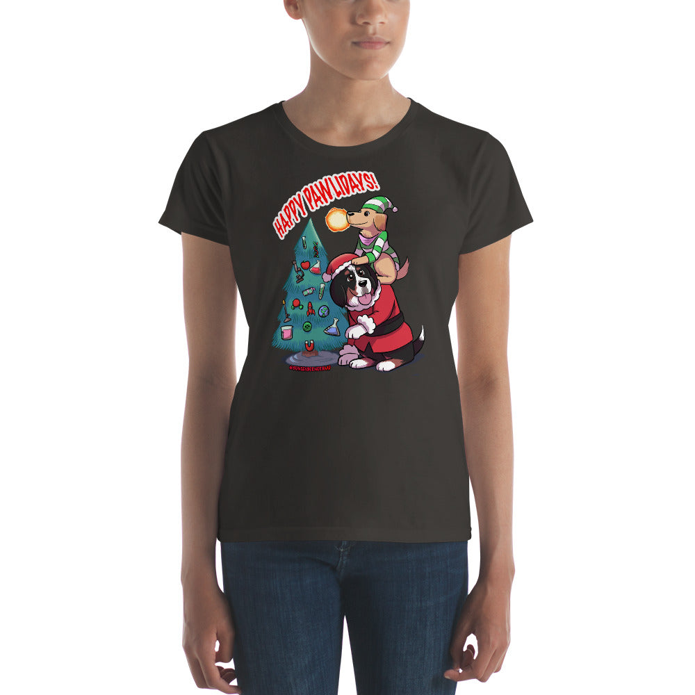 Women's short sleeve t-shirt- Happy Pawlidays!