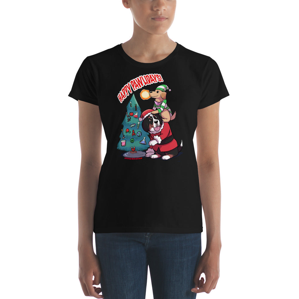 Women's short sleeve t-shirt- Happy Pawlidays!