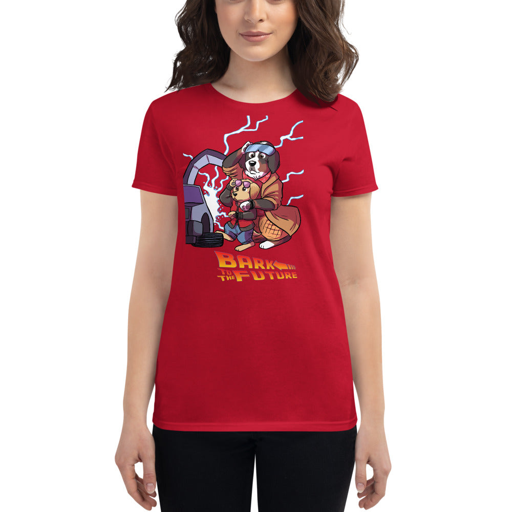 Women's short sleeve t-shirt- Bark to the Future