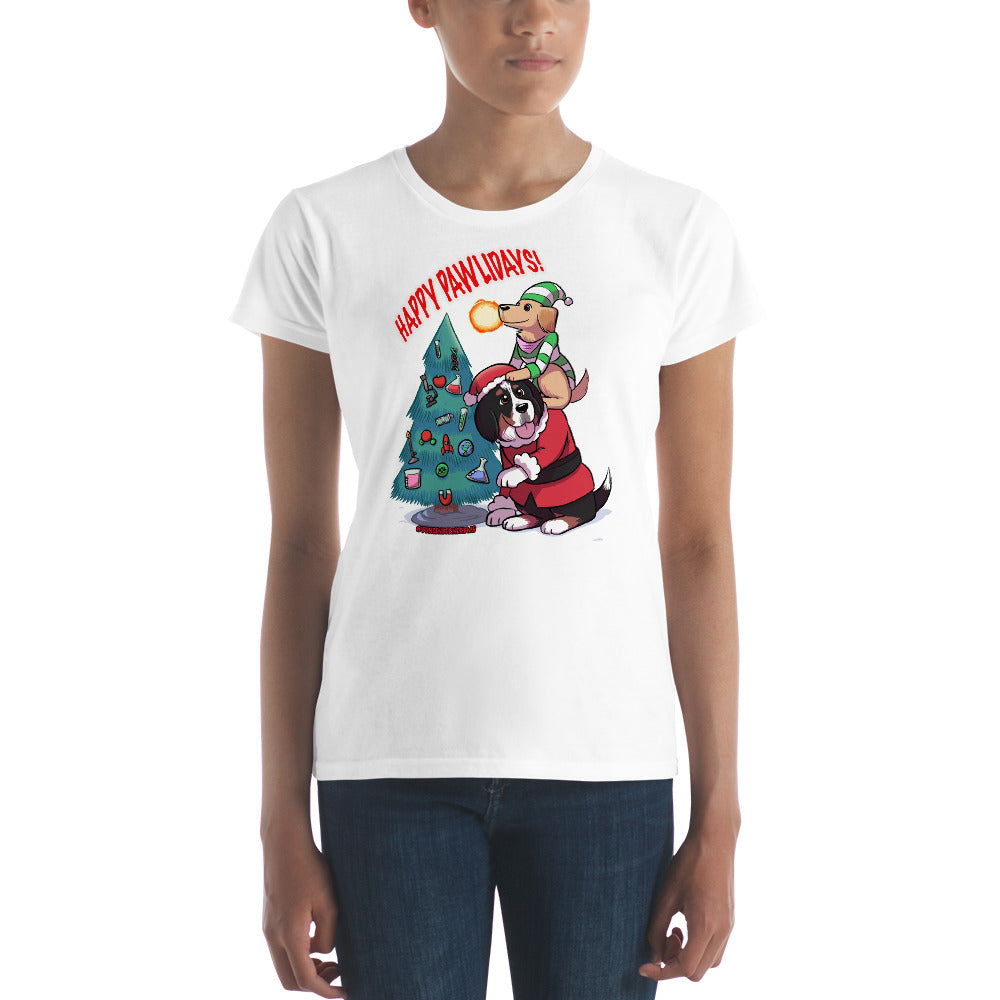 Women's short sleeve t-shirt- Happy Pawlidays!