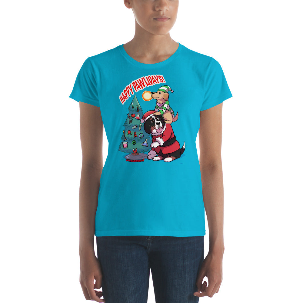 Women's short sleeve t-shirt- Happy Pawlidays!