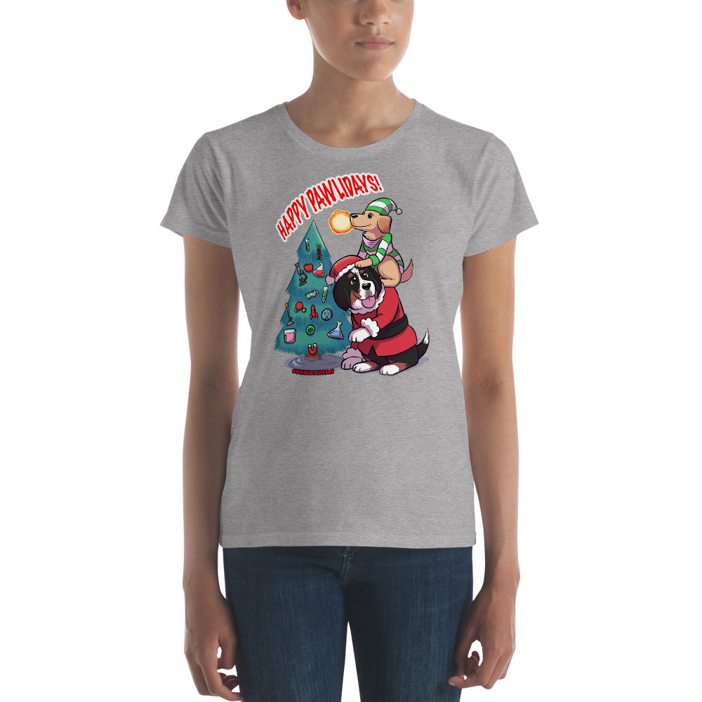 Women's short sleeve t-shirt- Happy Pawlidays!