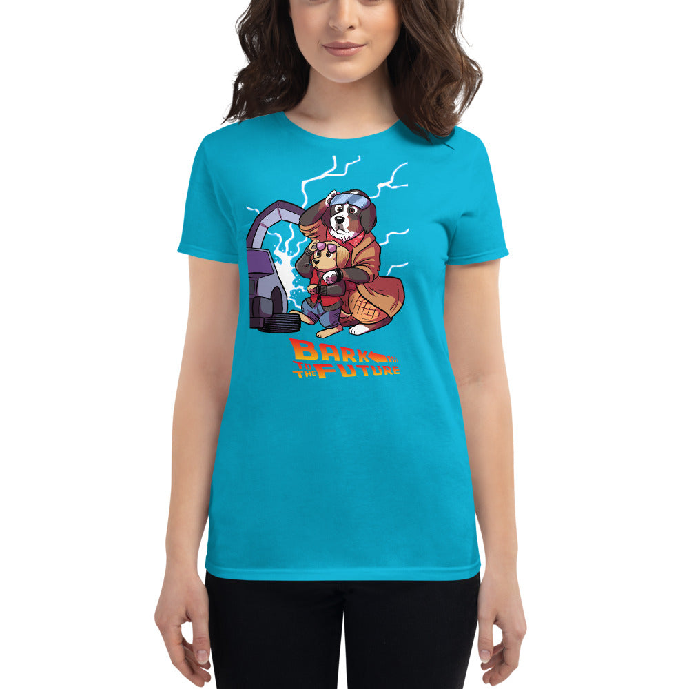 Women's short sleeve t-shirt- Bark to the Future