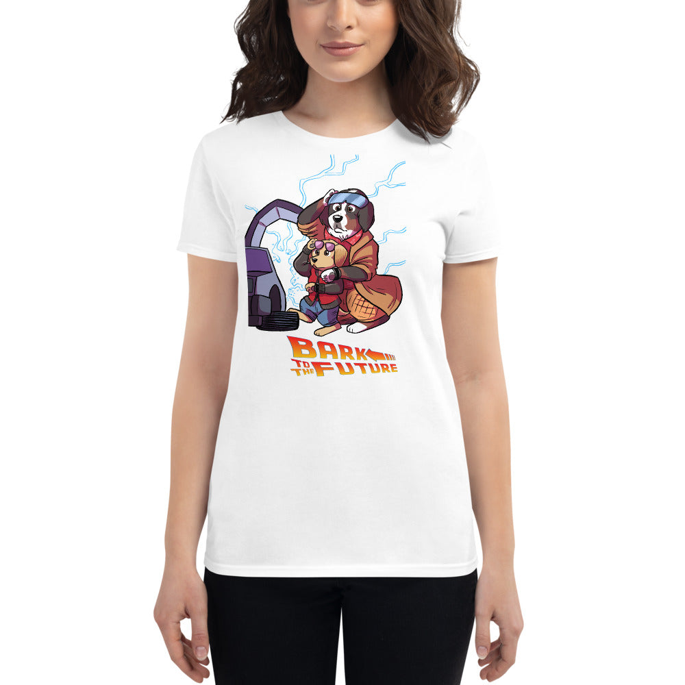 Women's short sleeve t-shirt- Bark to the Future