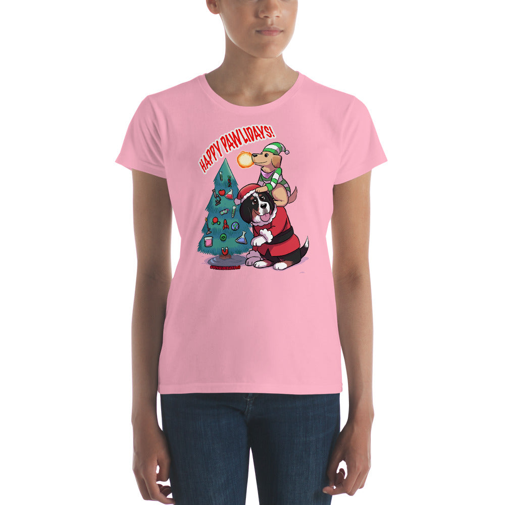 Women's short sleeve t-shirt- Happy Pawlidays!
