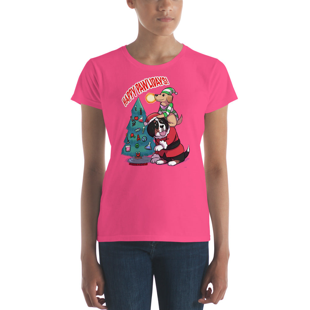 Women's short sleeve t-shirt- Happy Pawlidays!