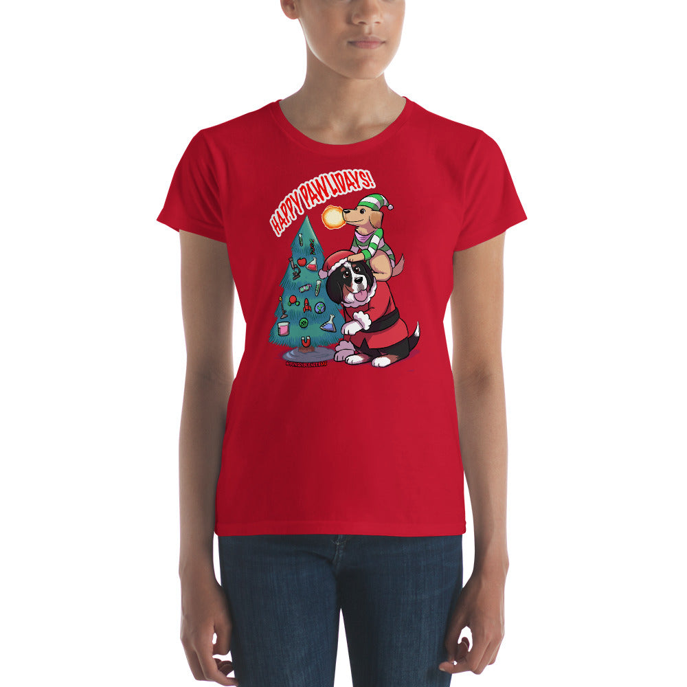 Women's short sleeve t-shirt- Happy Pawlidays!