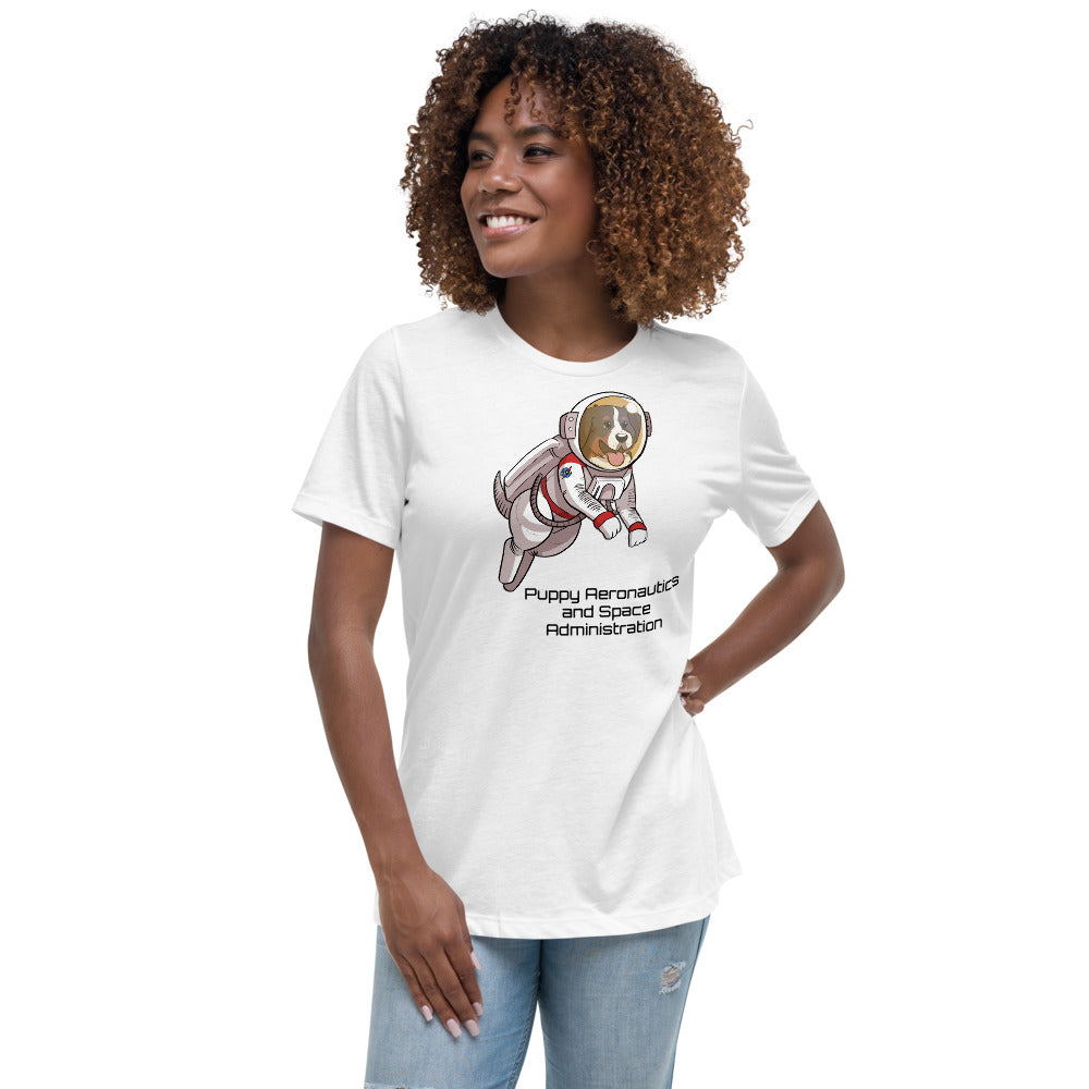 Women's Relaxed T-Shirt- Puppy Aeronautics and Space Administration.