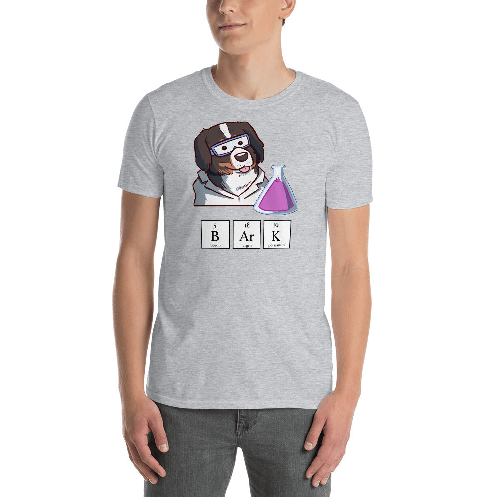 Short-Sleeve Unisex T-Shirt- Science Guy Bunsen with BARK