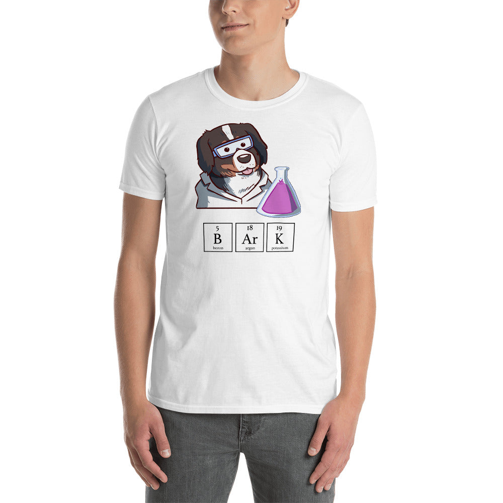 Short-Sleeve Unisex T-Shirt- Science Guy Bunsen with BARK