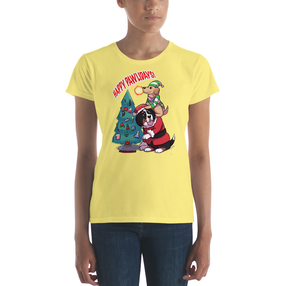 Women's short sleeve t-shirt- Happy Pawlidays!