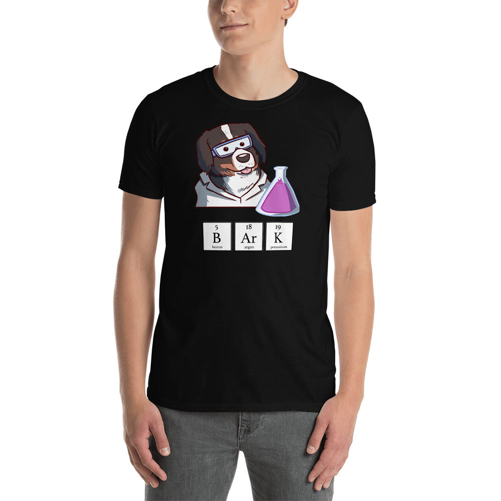 Short-Sleeve Unisex T-Shirt- Science Guy Bunsen with BARK