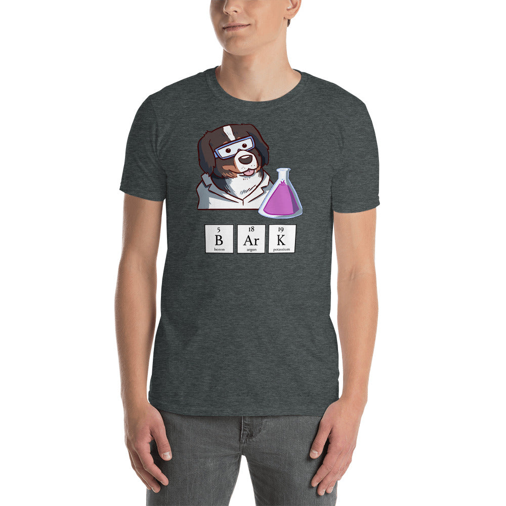Short-Sleeve Unisex T-Shirt- Science Guy Bunsen with BARK