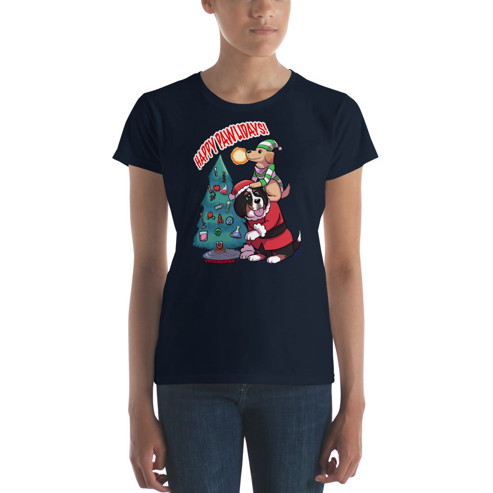 Women's short sleeve t-shirt- Happy Pawlidays!