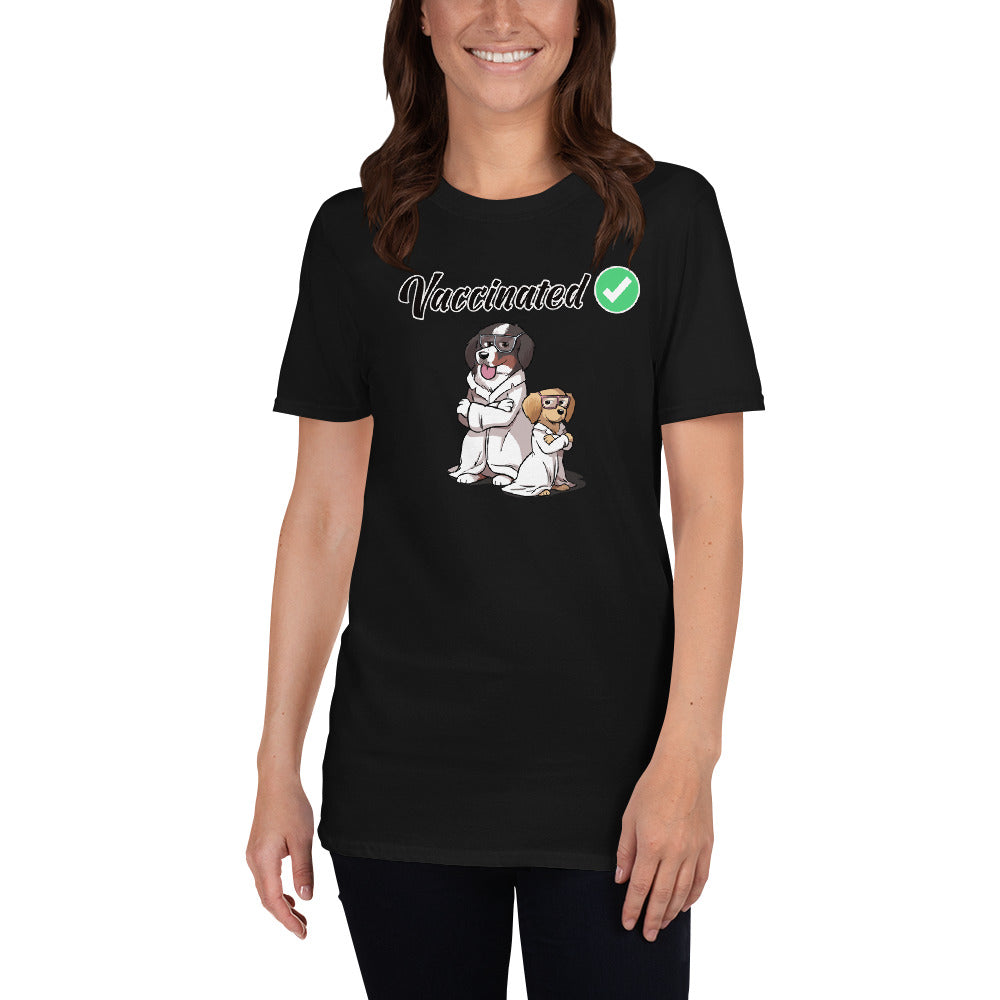 Short-Sleeve Unisex T-Shirt: Vaccinated (with Bunsen and Beaker)