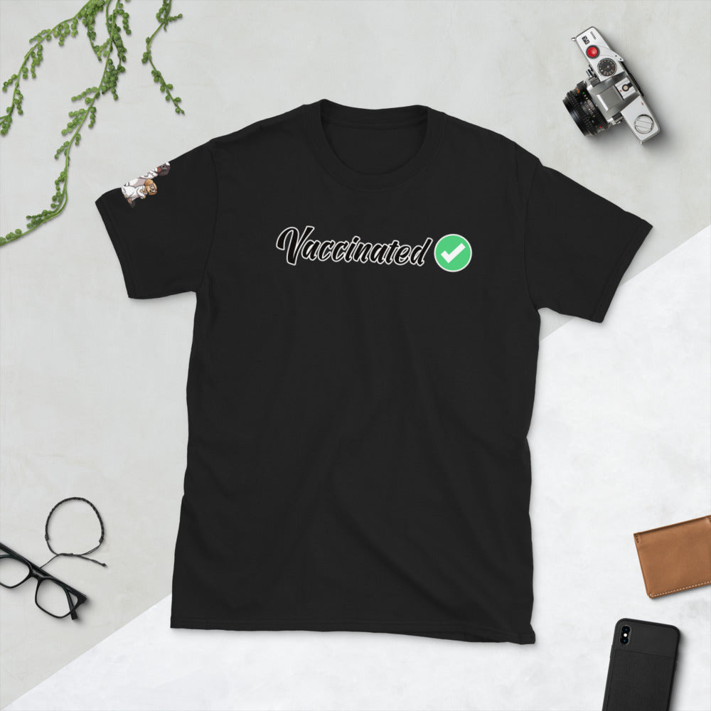 Short-Sleeve Unisex T-Shirt: VACCINATED! Just a Jab! An mRNA stab!