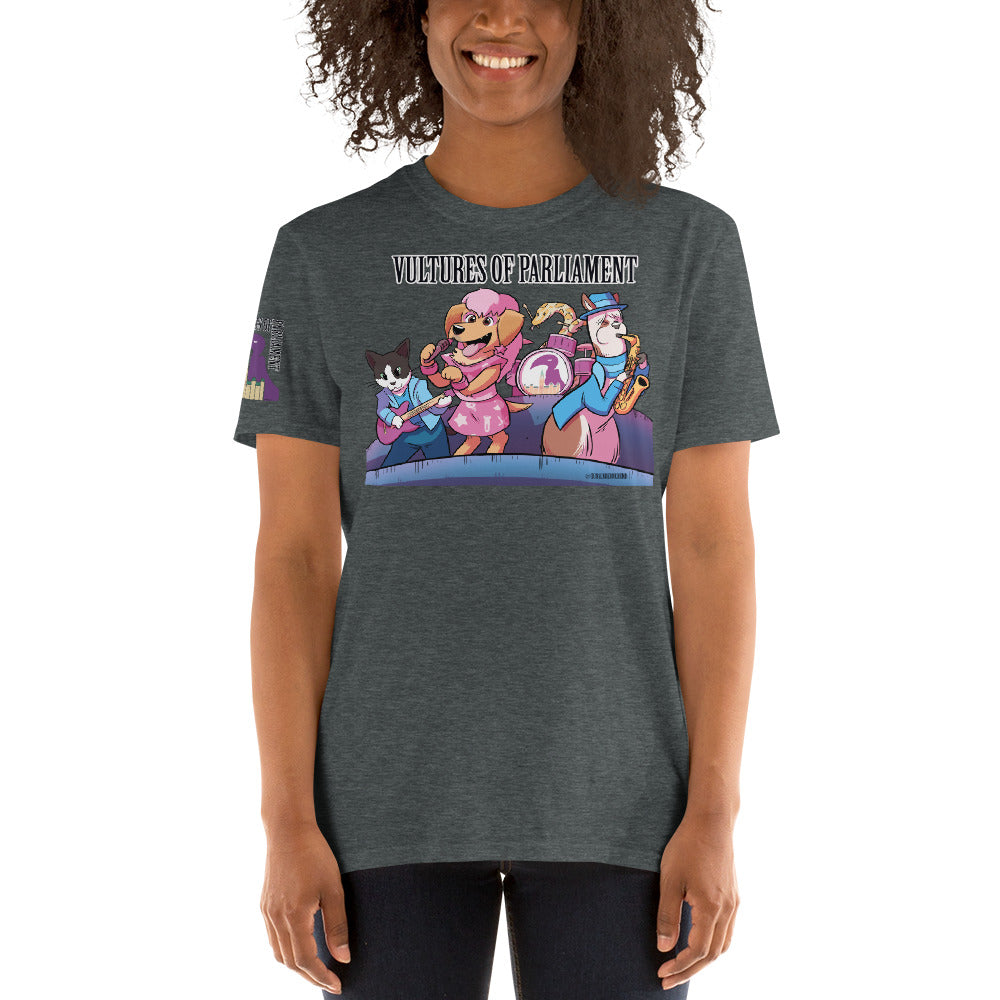 Short-Sleeve Unisex T-Shirt- Vultures of Parliament Hero Shirt with Tour Locations on the Back