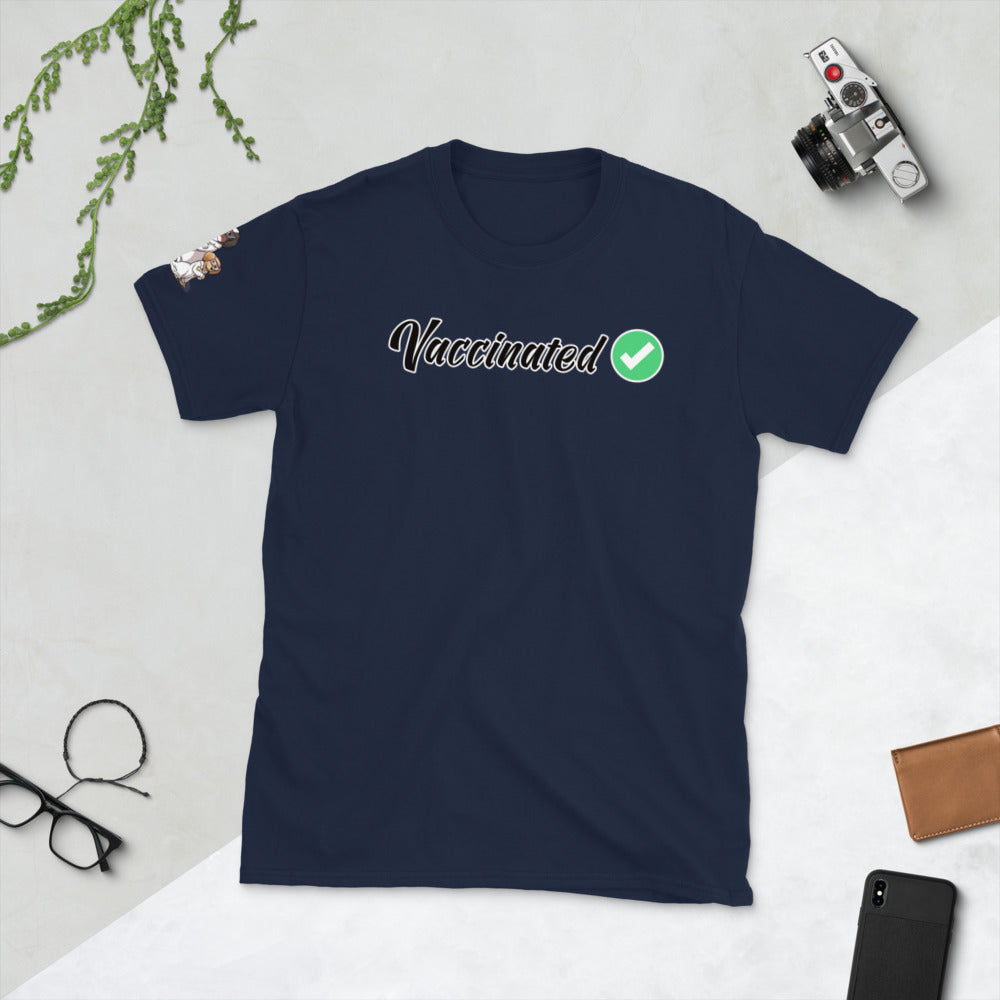 Short-Sleeve Unisex T-Shirt: VACCINATED! Just a Jab! An mRNA stab!
