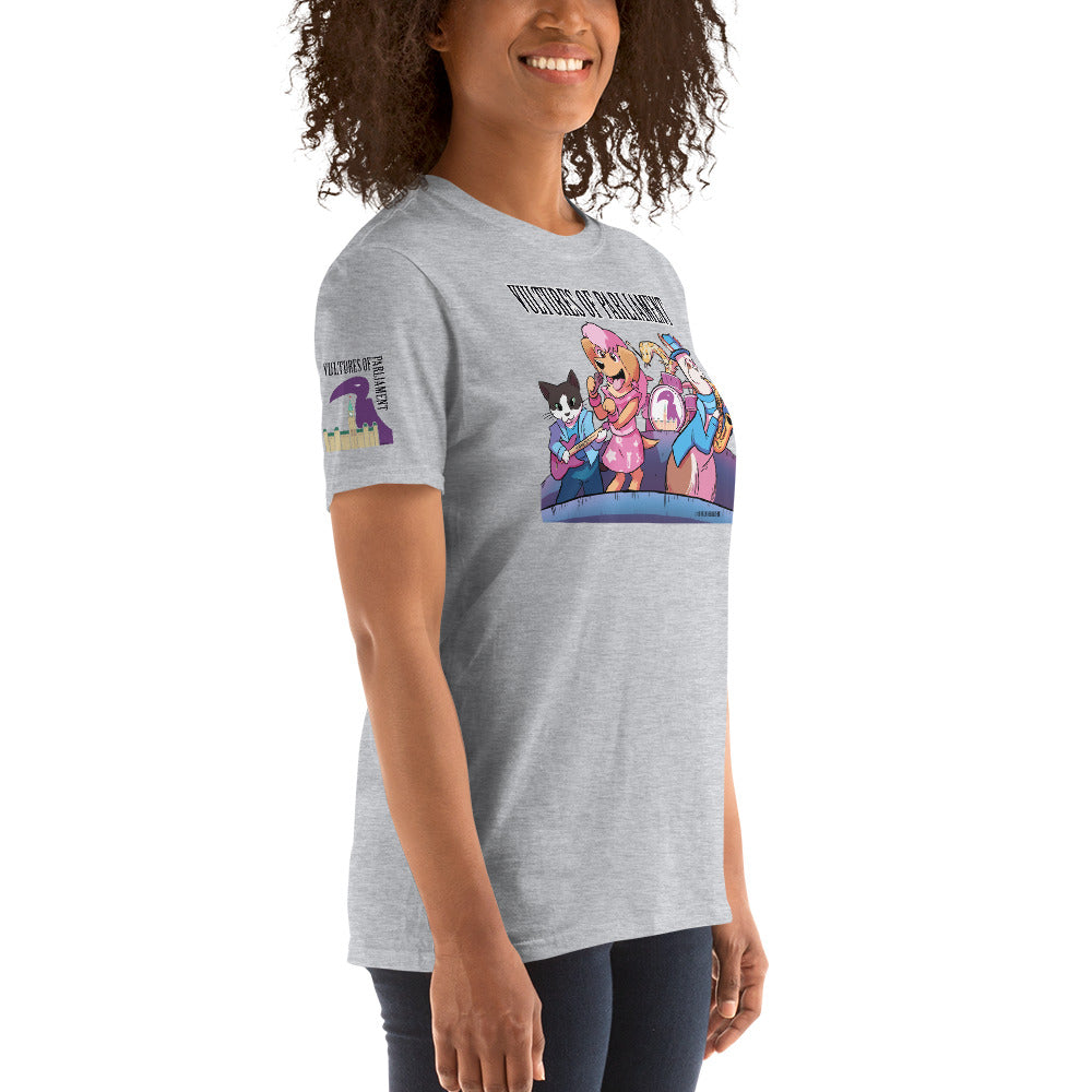 Short-Sleeve Unisex T-Shirt- Vultures of Parliament Hero Shirt with Tour Locations on the Back