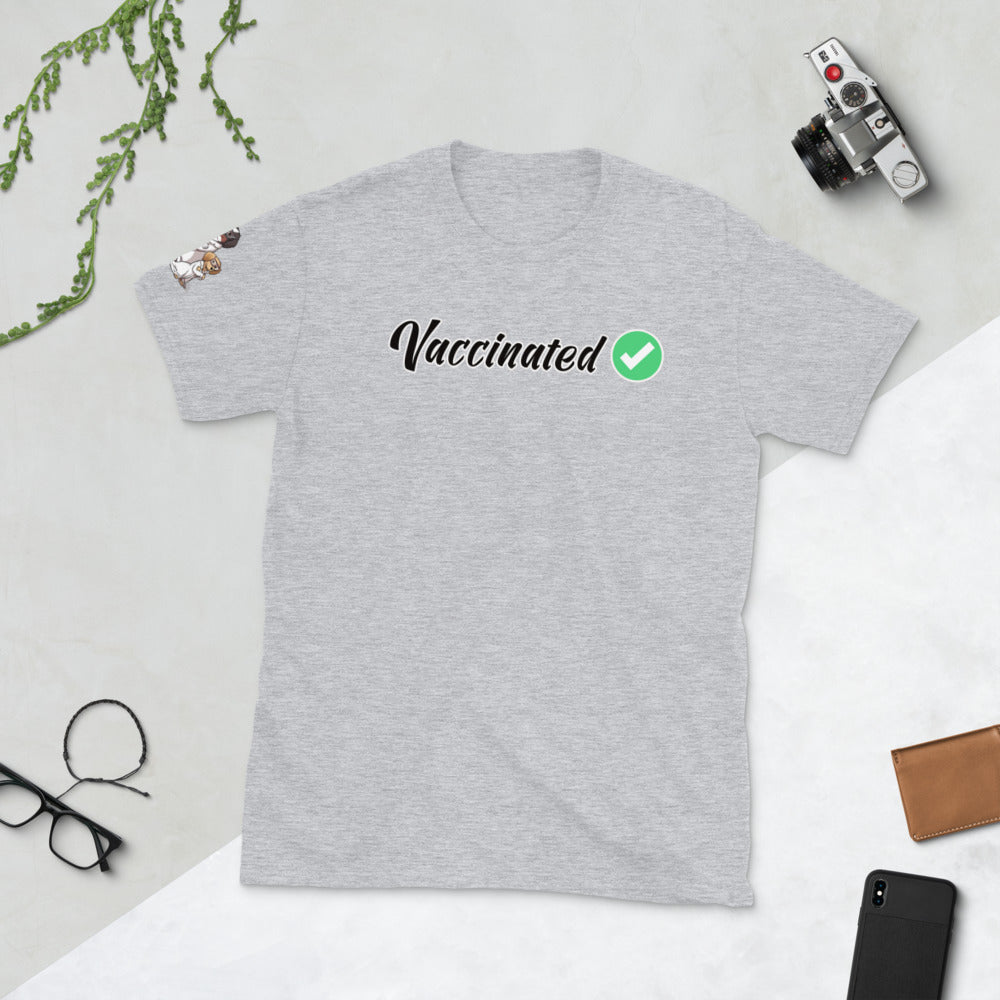 Short-Sleeve Unisex T-Shirt: VACCINATED! Just a Jab! An mRNA stab!