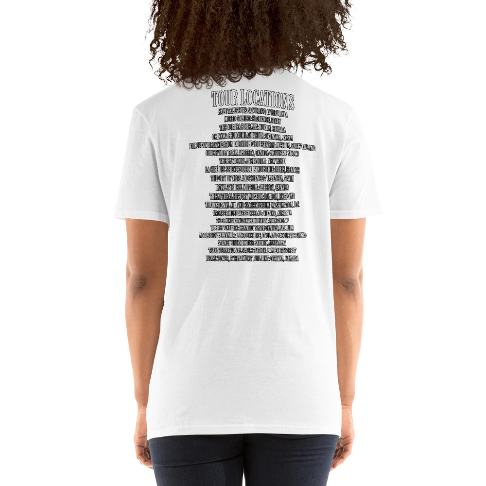 Short-Sleeve Unisex T-Shirt- Vultures of Parliament Band with Tour Locations on the Back