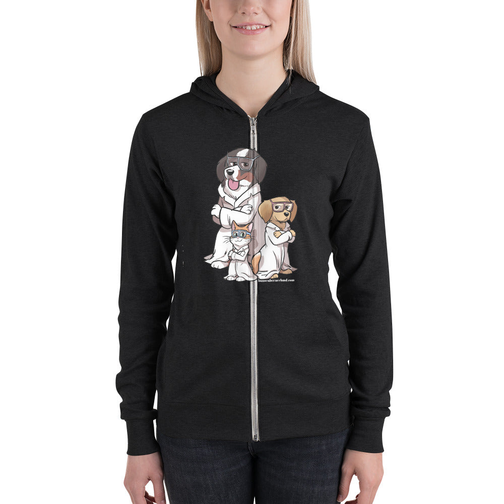 Unisex zip hoodie: The Paw Pack!