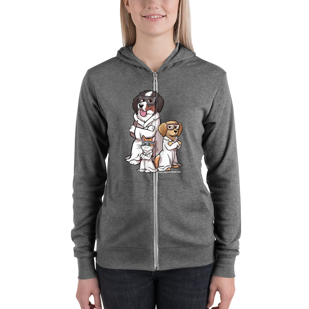 Unisex zip hoodie: The Paw Pack!