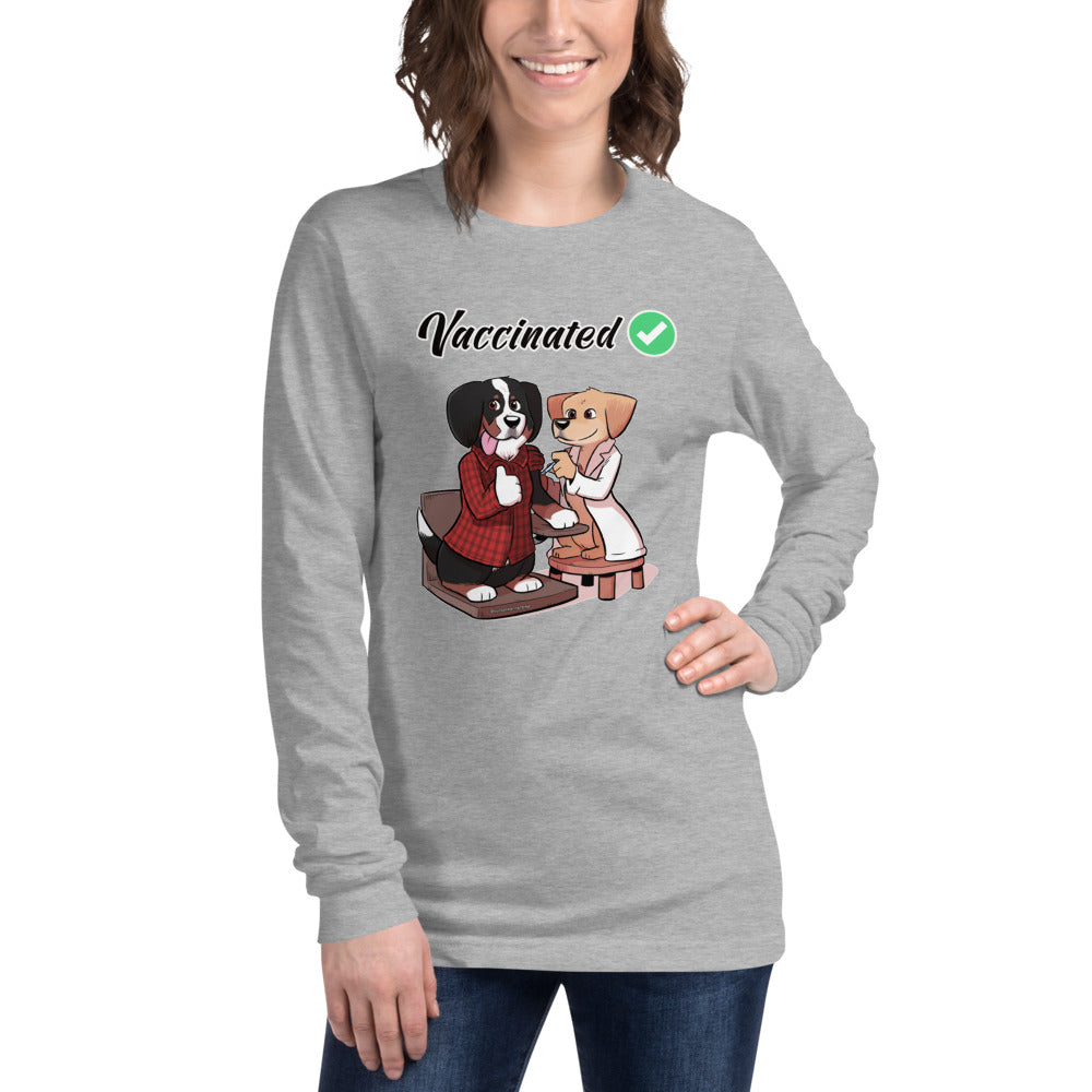 Unisex Long Sleeve Tee: Vaccinated Checkmark!