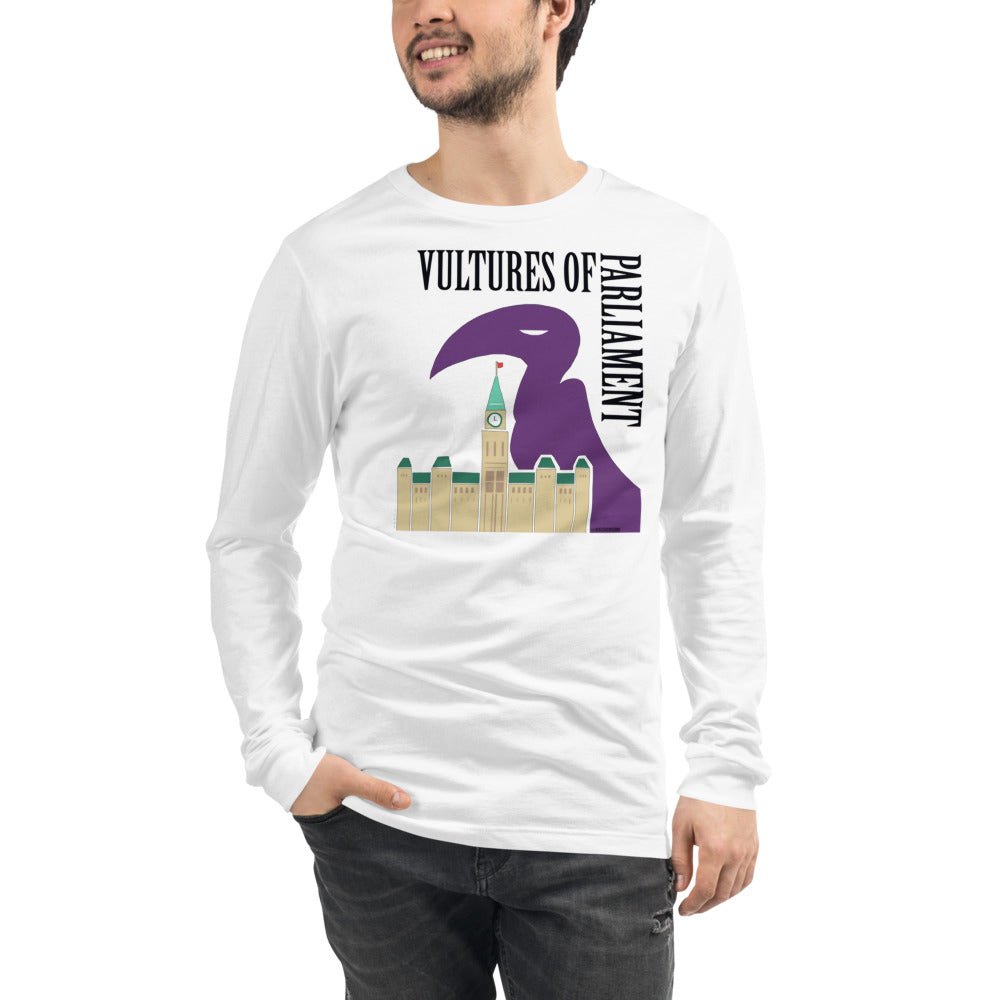 Unisex Long Sleeve Tee-Vultures of Parliament Logo with Tour Locations on the Back