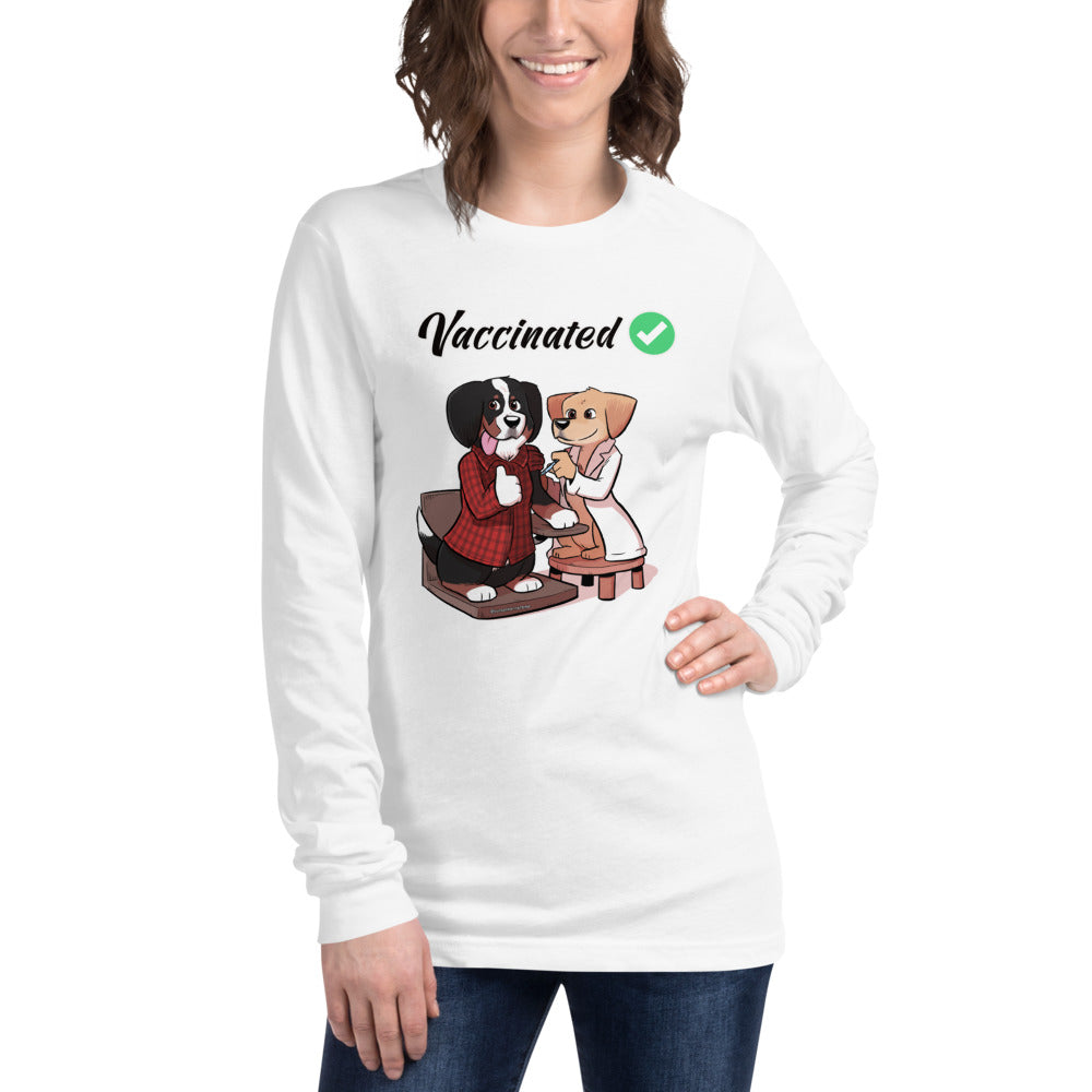 Unisex Long Sleeve Tee: Vaccinated Checkmark!