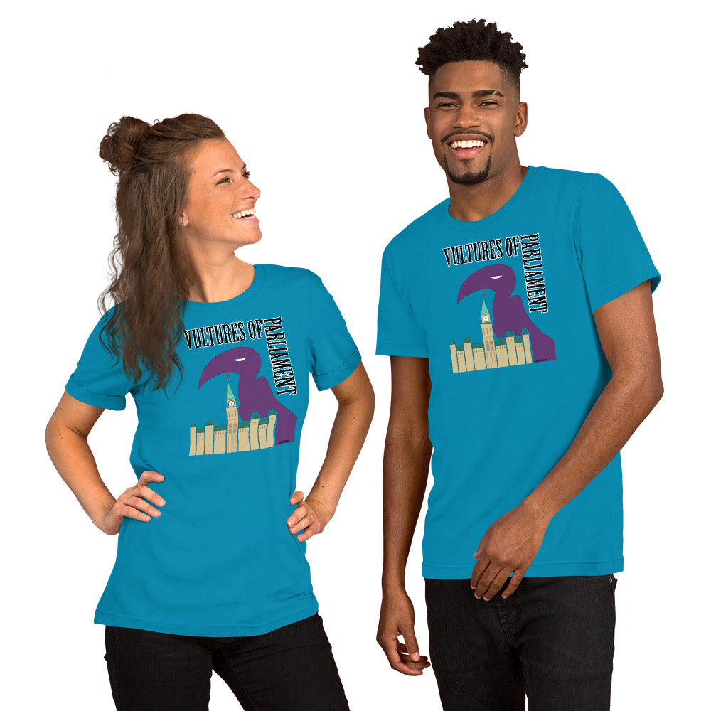 Short-Sleeve Unisex T-Shirt- Vultures of Parliament with Tour Locations on the Back