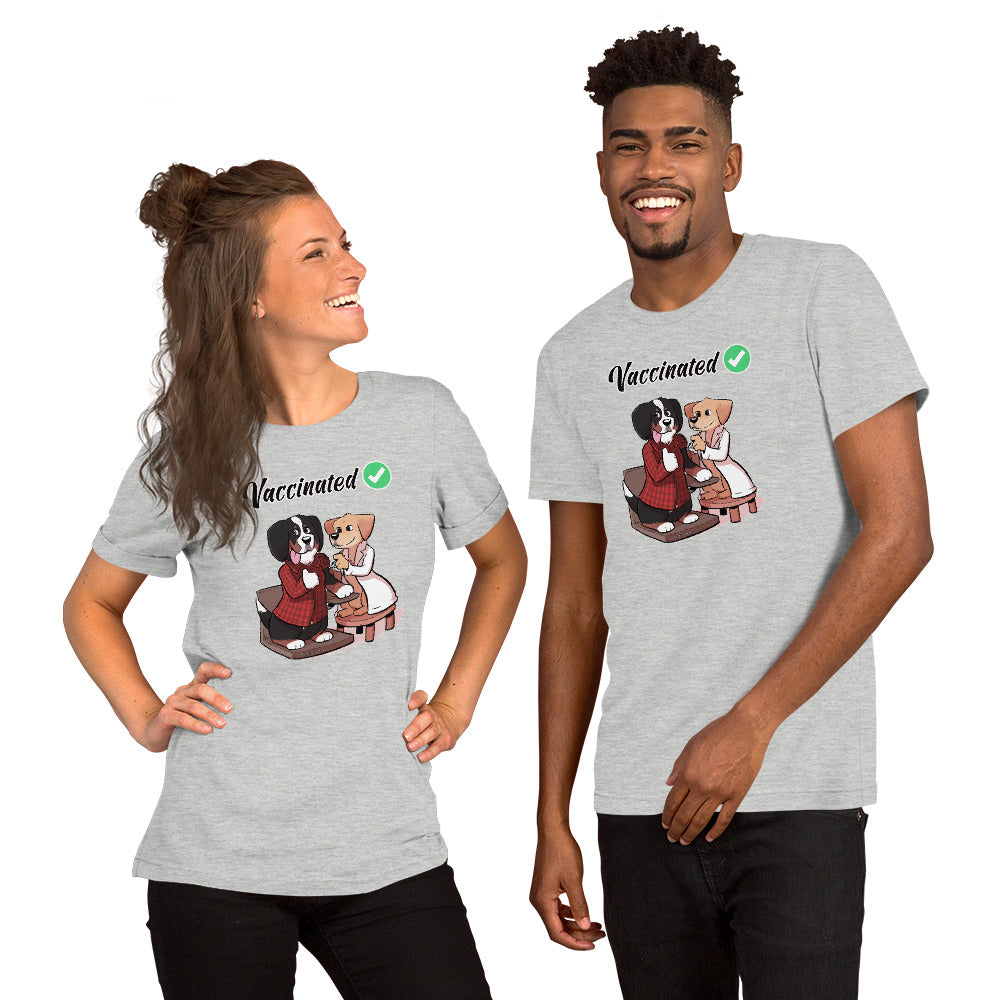 Short-Sleeve Unisex T-Shirt: Vaccinated Checkmark!