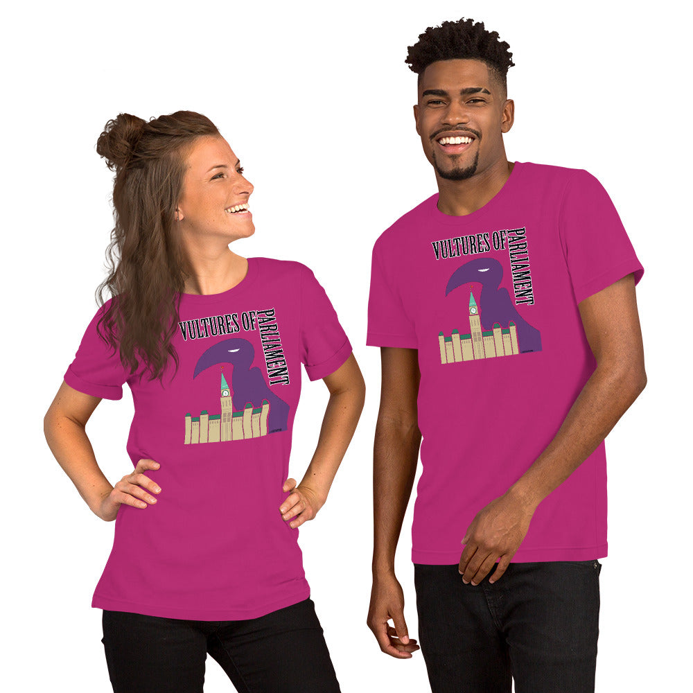 Short-Sleeve Unisex T-Shirt- Vultures of Parliament with Tour Locations on the Back