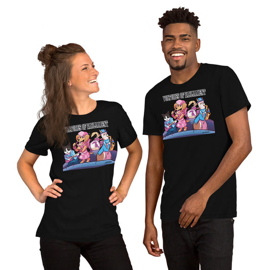 Short-Sleeve Unisex T-Shirt-Vultures of Parliament Band with Tour Locations on the Back