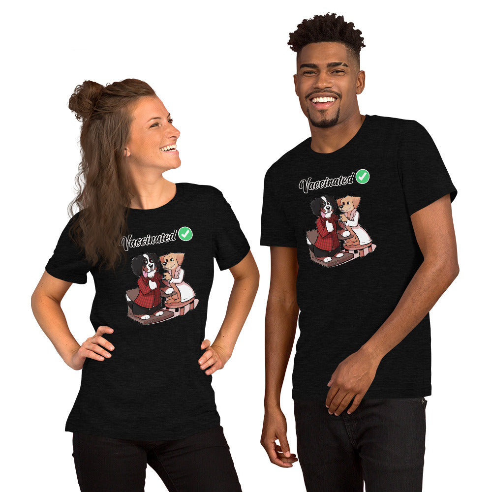 Short-Sleeve Unisex T-Shirt: Vaccinated Checkmark!