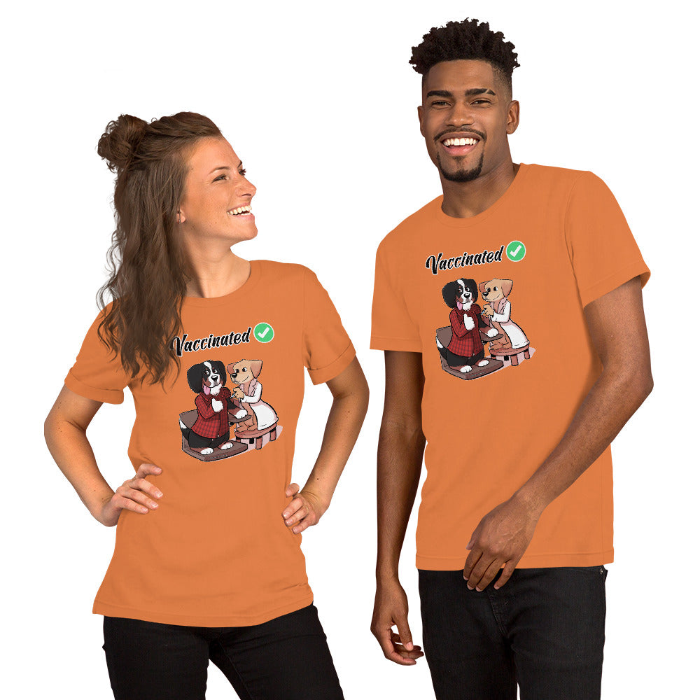 Short-Sleeve Unisex T-Shirt: Vaccinated Checkmark!