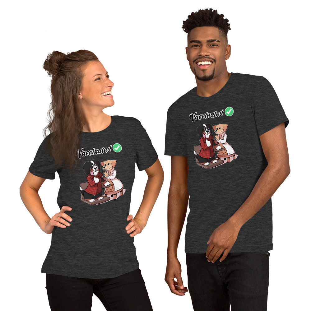 Short-Sleeve Unisex T-Shirt: Vaccinated Checkmark!