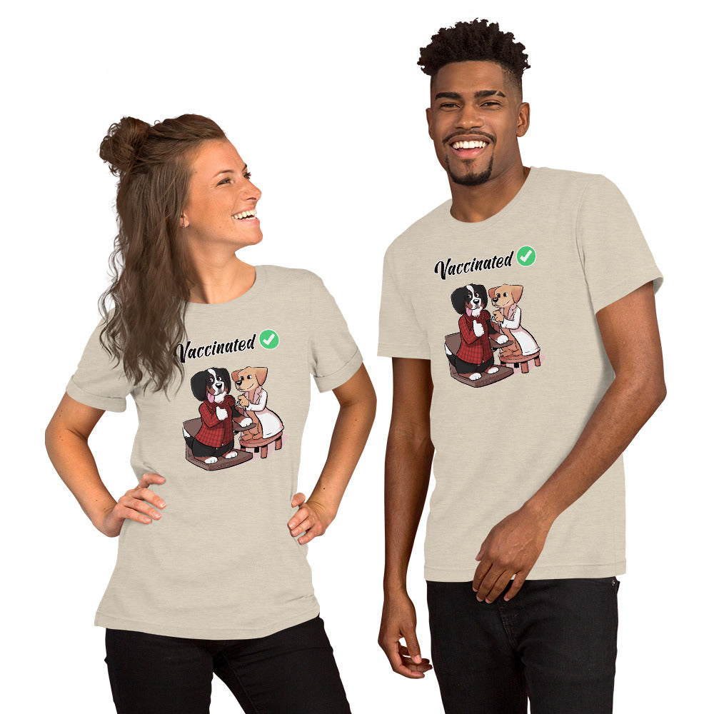 Short-Sleeve Unisex T-Shirt: Vaccinated Checkmark!